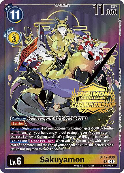 Sakuyamon (Championship 2024 Gold Stamp Card Set) [BT17-038] [Secret Crisis] Foil