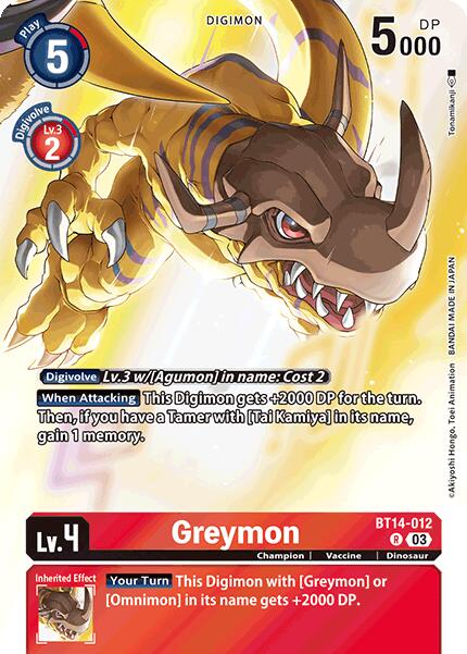 Greymon (Omnimon Binder Set) [BT14-012 R] [Blast Ace] Foil