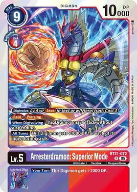 Arresterdramon: Superior Mode [BT21-072 R] [World Convergence] Foil