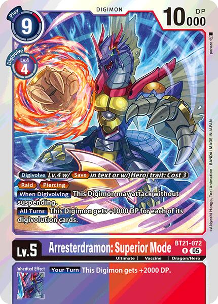 Arresterdramon: Superior Mode [BT21-072] [World Convergence] Foil