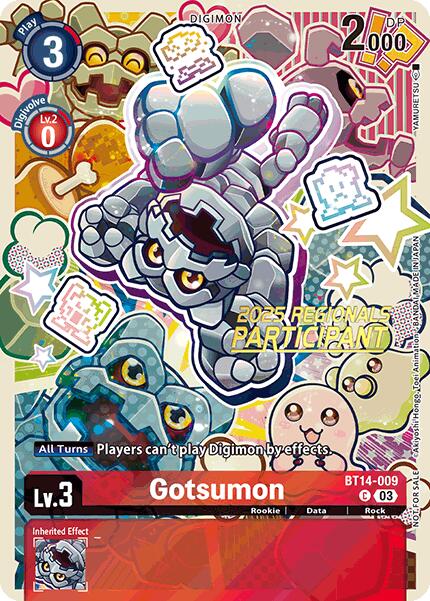 Gotsumon (2025 Regionals Participant) [BT14-009] [Blast Ace] Foil