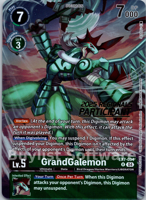 GrandGalemon (2025 Regionals Participant) [EX7-034] [Digimon LIBERATOR] Foil