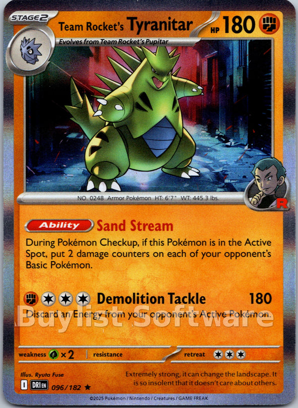 Team Rocket's Tyranitar [096/182] [Destined Rivals] Reverse Holofoil