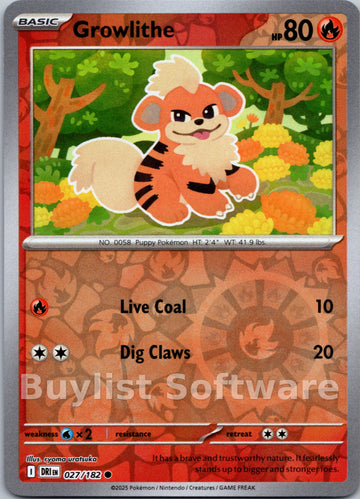 Growlithe [027/182] [Destined Rivals] Reverse Holofoil