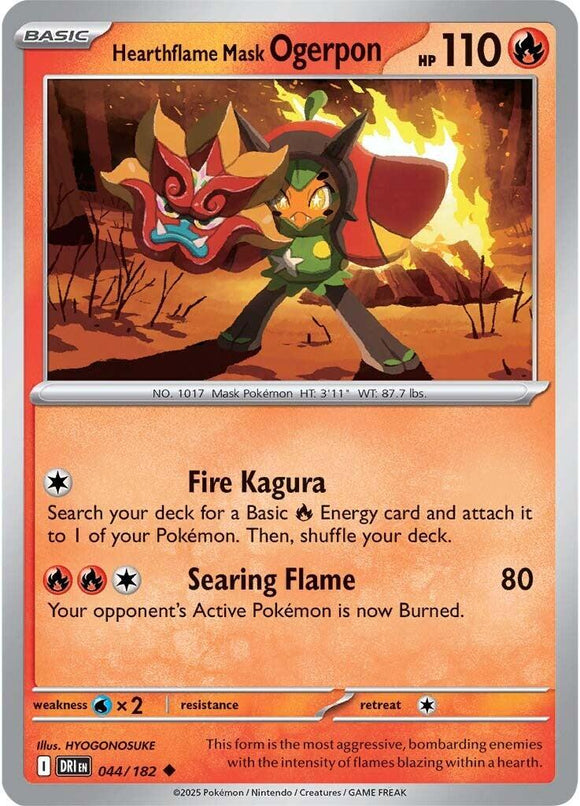 Hearthflame Mask Ogerpon [044/182] [Destined Rivals] Reverse Holofoil