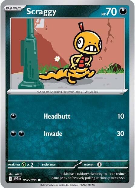 Scraggy [057/086] [White Flare] Reverse Holofoil