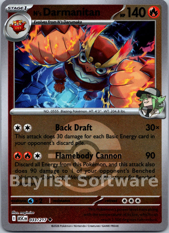 N's Darmanitan (Poke Ball) [033/217] [Ascended Heroes] Reverse Holofoil