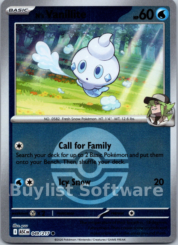N's Vanillite (Poke Ball) [049/217] [Ascended Heroes] Reverse Holofoil