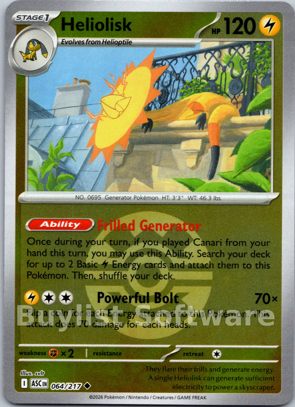 Heliolisk - 064/217 (Quick Ball) [064/217] [Ascended Heroes] Reverse Holofoil