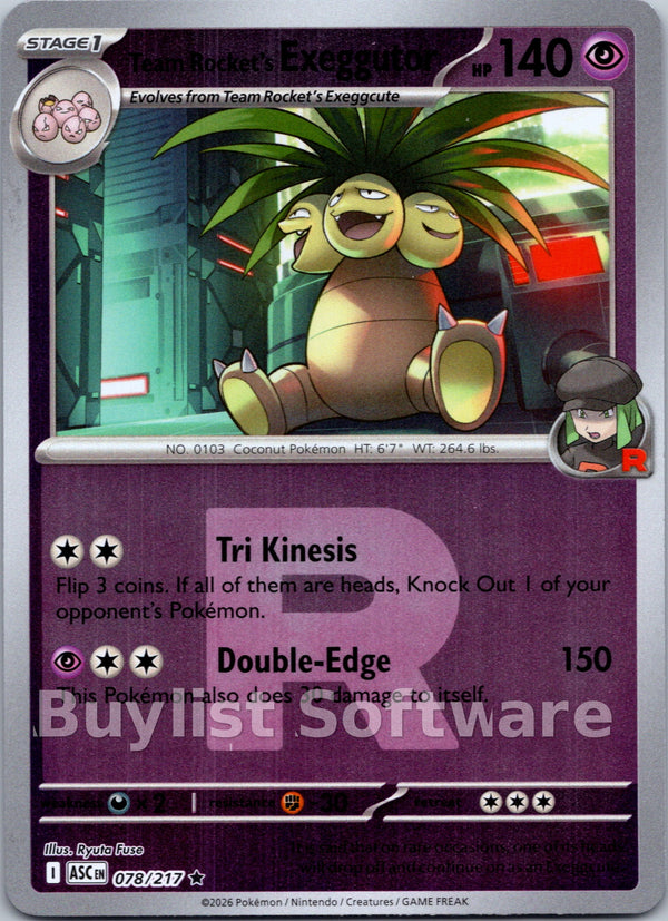 Team Rocket's exeggutor (Team Rocket) [078/217] [Ascended Heroes] Reverse Holofoil