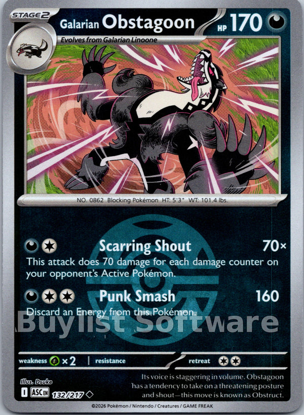 Galarian Obstagoon (Dusk Ball) [132/217] [Ascended Heroes] Reverse Holofoil