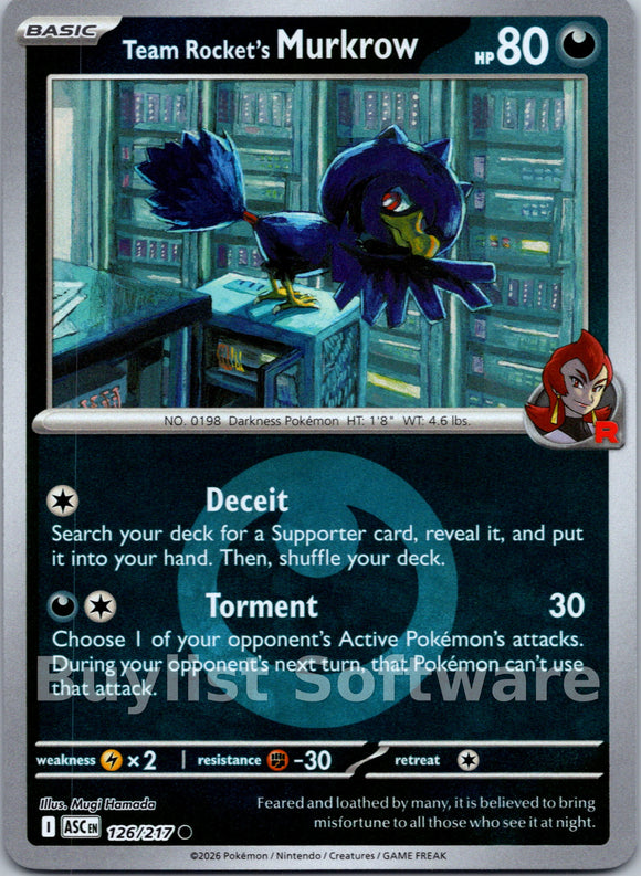 Team Rocket's Murkrow (Energy Symbol Pattern) [126/217] [Ascended Heroes] Reverse Holofoil