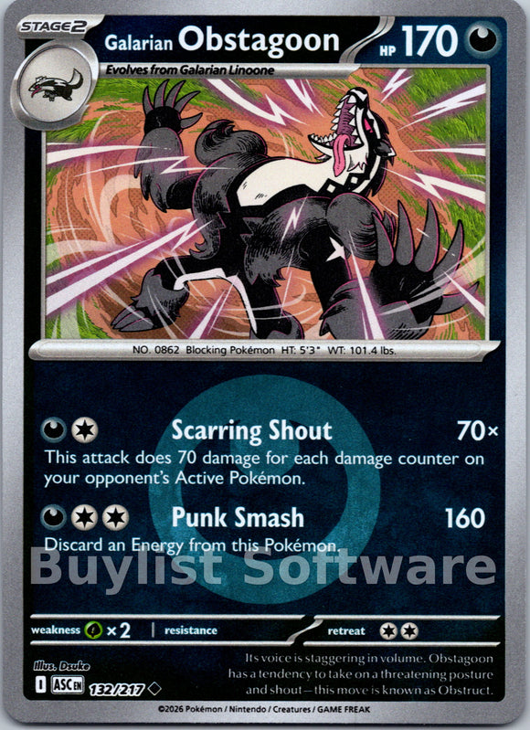 Galarian Obstagoon (Energy Symbol Pattern) [132/217] [Ascended Heroes] Reverse Holofoil