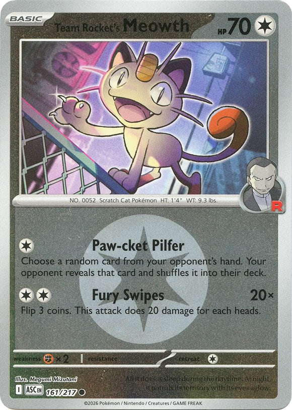 Team Rocket's Meowth (Energy Symbol Pattern) [161/217] [Ascended Heroes] Reverse Holofoil