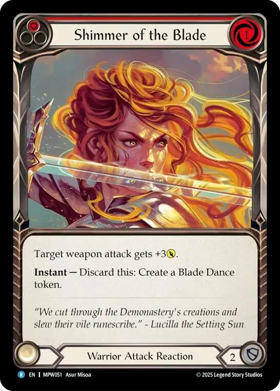 7f998800-094f-4d95-9b49-c412d4de43f2 | fab-mpw051-nf-mastpackwarr-rar-nm | Shimmer of the Blade