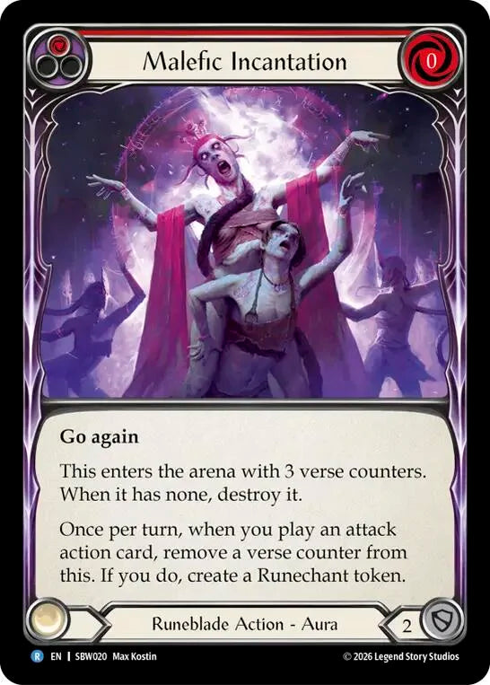 7f998800-094f-4d95-9b49-c412d4de43f2 | fab-sbw020-nf-silvageusurtheshadthro-r-rar-nm | Malefic Incantation (Red)