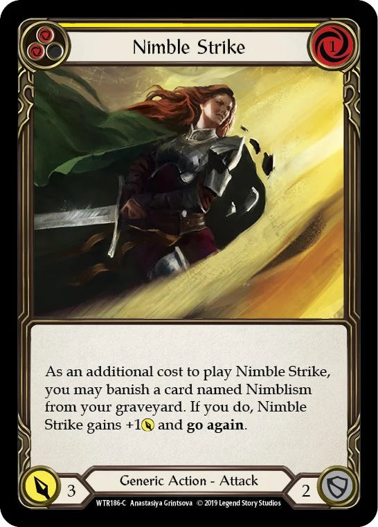 7f998800-094f-4d95-9b49-c412d4de43f2 | fab-wtr186-1erf-welctorath-y-com-nm | Nimble Strike (Yellow)