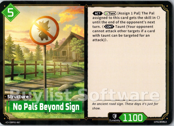 No Pals Beyond Sign