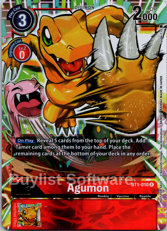 Agumon - BT1-010 (Dash Pack Ver. 1.0) [BT1-010] [Release Special Booster 1.0] Foil