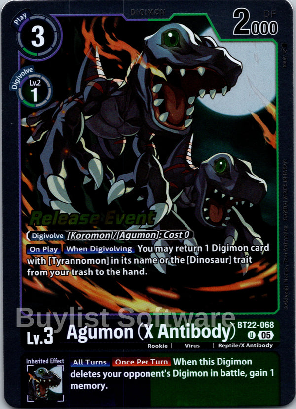 Agumon (X Antibody) [BT22-068] [Cyber Eden Release Event Cards] Foil