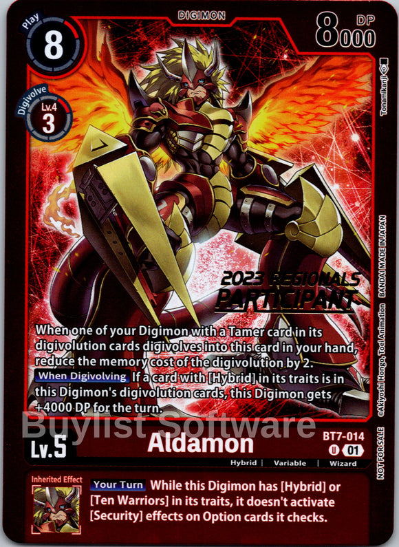 Aldamon (2023 Regionals Participant) [BT7-014 U] [Next Adventure] Foil