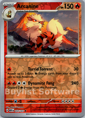 Arcanine [059/165] [Scarlet & Violet 151] Reverse Holofoil
