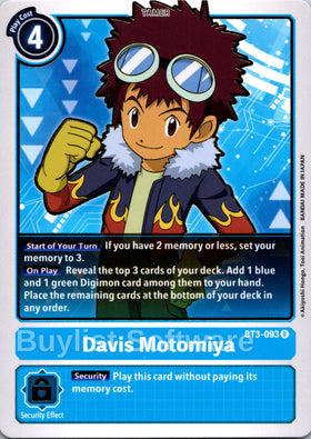 Davis Motomiya [BT3-093] [Release Special Booster 1.5]
