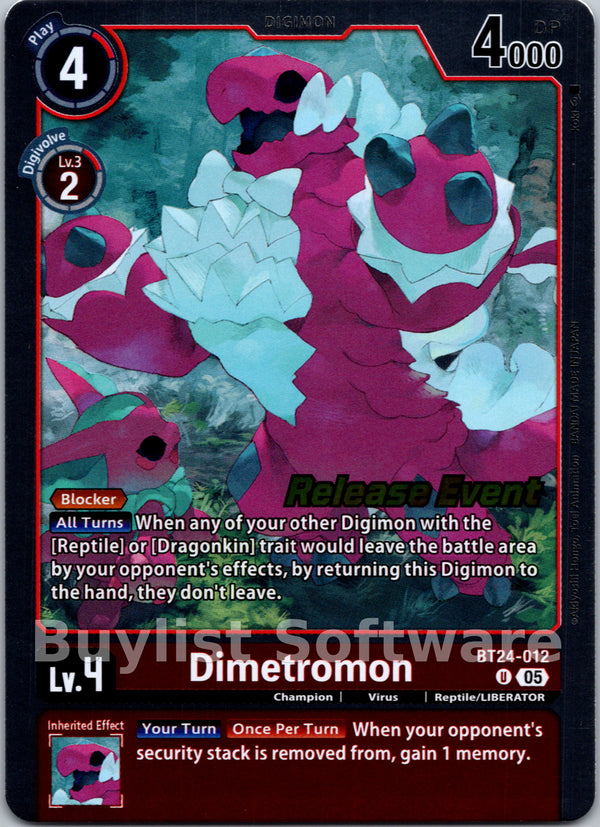 Dimetromon [BT24-012] [Time Stranger Release Events Cards] Foil