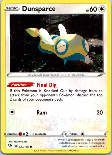 Dunsparce [137/189] [Darkness Ablaze]