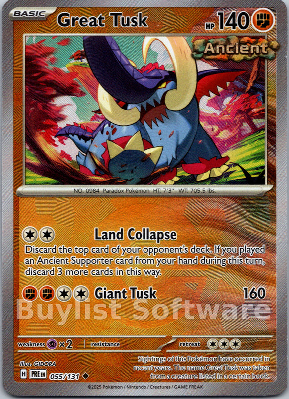 Great Tusk (Poke Ball Pattern) [055/131] [Prismatic Evolutions] Holofoil