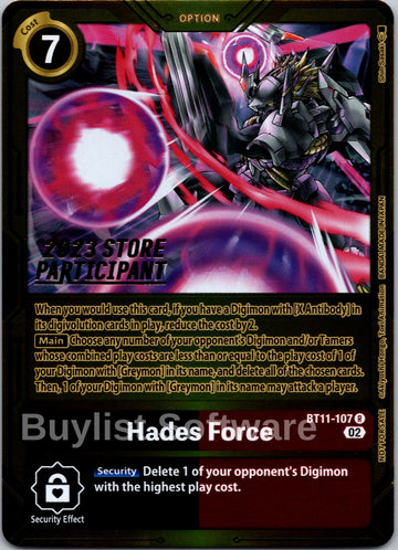 Hades Force (2023 Store Participant) [BT11-107] [Dimensional Phase] Foil