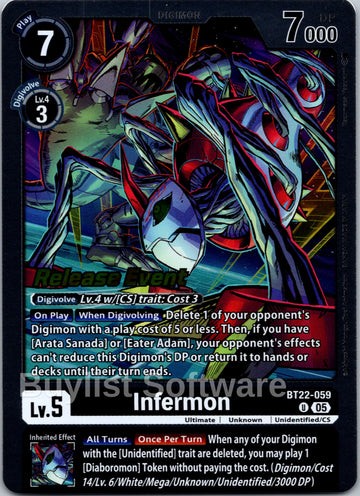 Infermon [BT22-059] [Cyber Eden Release Event Cards] Foil