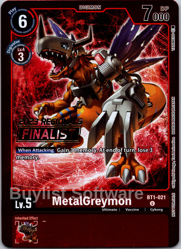 MetalGreymon (2023 Regionals Finalist) [BT1-021] [Release Special Booster 1.0] Foil