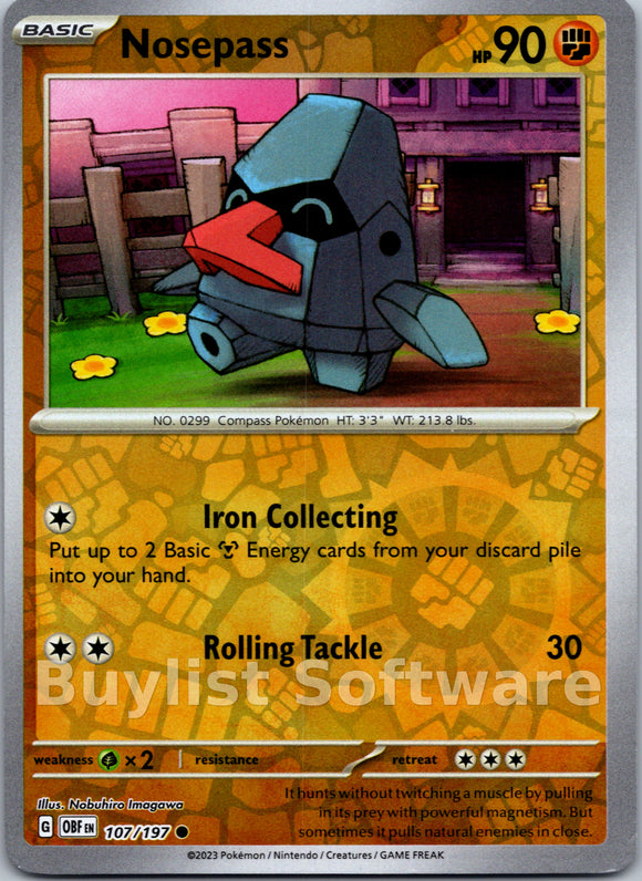 Nosepass [107/197] [Obsidian Flames] Reverse Holofoil
