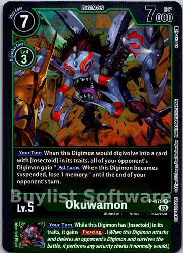 Okuwamon (Winner Pack -Blast Ace-) [P-075] [Digimon Promotion Cards] Foil