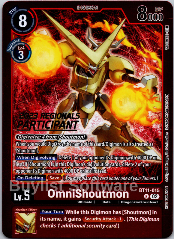 OmniShoutmon (2023 Regionals Participant) [BT11-015] [Dimensional Phase] Foil