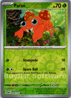 Paras [046/165] [Scarlet & Violet 151] Reverse Holofoil