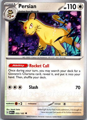 Persian [053/165] [Scarlet & Violet 151]