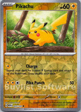 Pikachu [025/165] [Scarlet & Violet 151] Reverse Holofoil