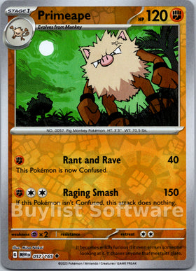 Primeape [057/165] [Scarlet & Violet 151] Reverse Holofoil