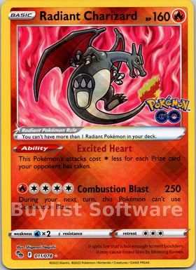 Radiant Charizard [011/078] [Pokemon GO] Holofoil