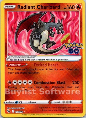 Radiant Charizard [011/078] [Pokemon GO] Holofoil