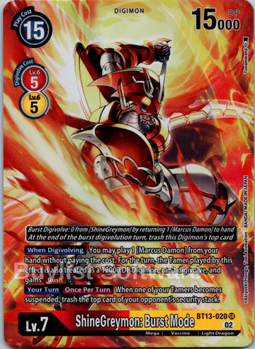 ShineGreymon: Burst Mode (Alternate Art) [BT13-020] [Versus Royal Knights] Foil