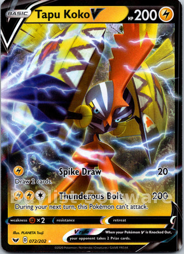 Tapu Koko V [072/202] [Sword & Shield Base Set] Holofoil