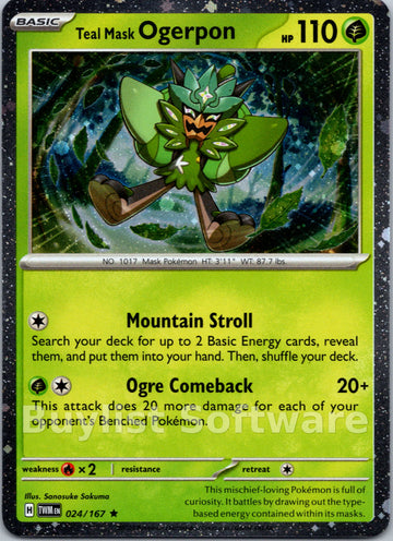 Teal Mask Ogerpon [024/167] [Twilight Masquerade] Holofoil