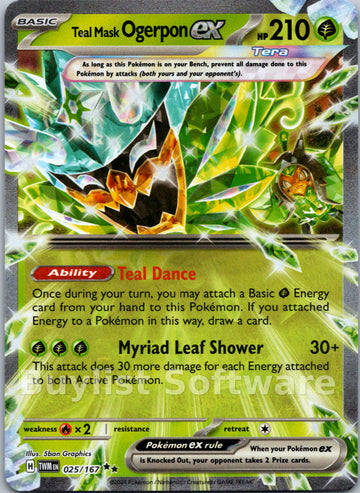 Teal Mask Ogerpon ex [025/167] [Twilight Masquerade] Holofoil