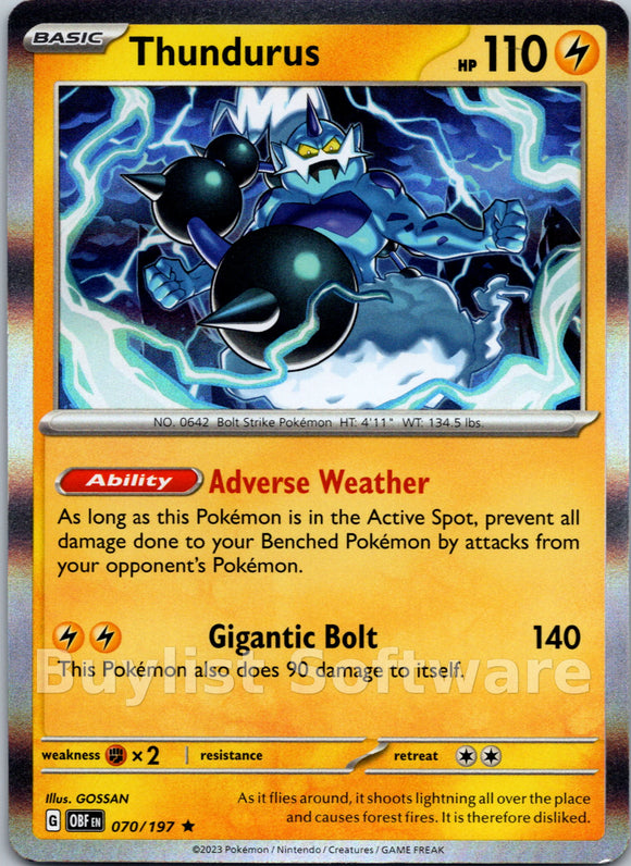 Thundurus [070/197] [Obsidian Flames] Holofoil
