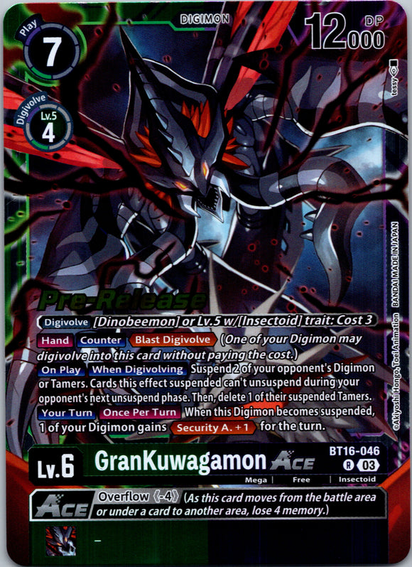 GranKuwagamon ACE [BT16-046-R] [Beginning Observer Pre-Release Cards] Foil