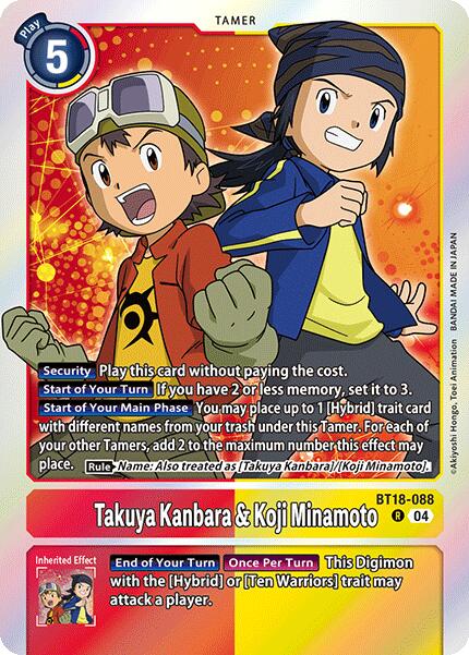 Takuya Kanbara & Koji Minamoto [BT18-088-R] [Release Special Booster 2.0] Foil