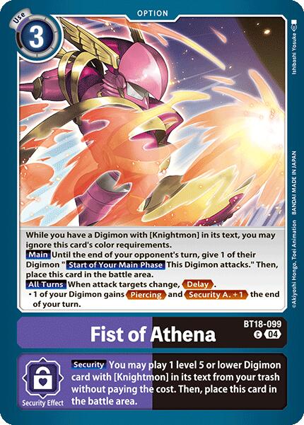 Fist of Athena [BT18-099-C] [Release Special Booster 2.0] Normal